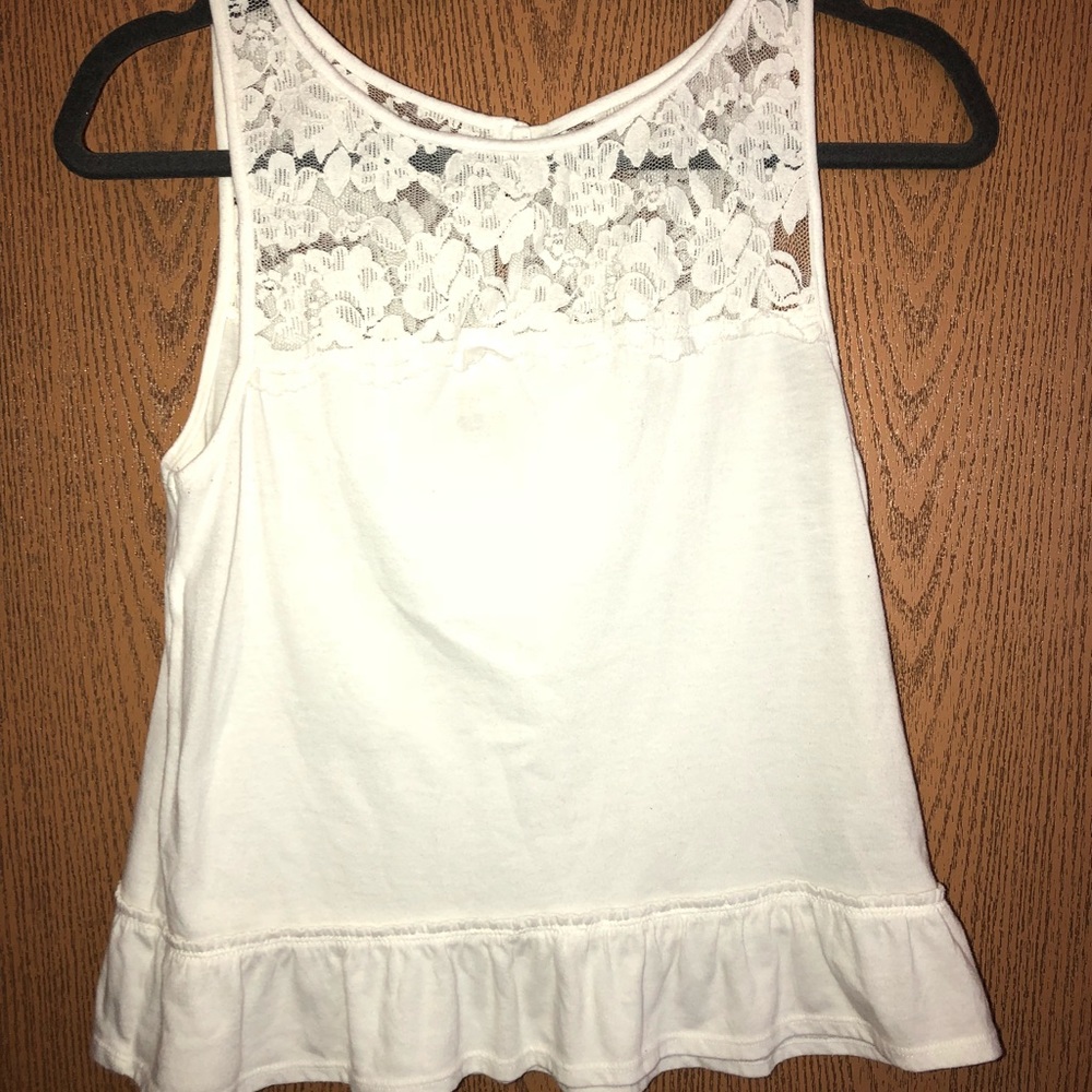 Hollister White Floral Tank EUC